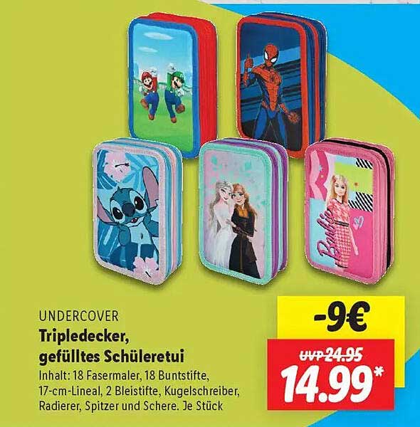 Tripletdecker, gefülltes Schüleretui