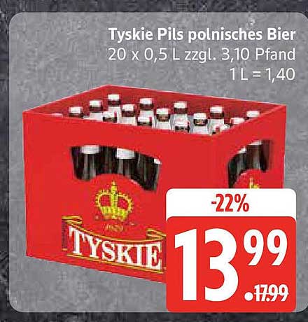 Tyskie Pils polnisches Bier - 20 x 0,5 L