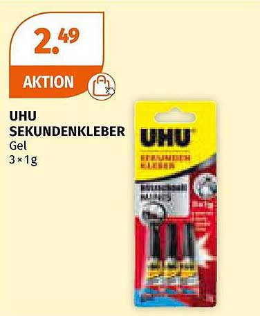 UHU Sekundenkleber Gel 3×1g