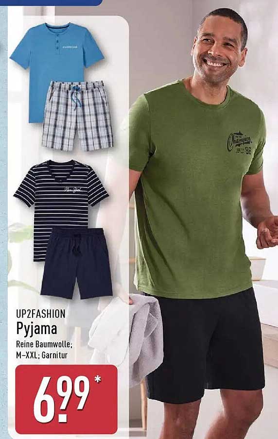 UP2FASHION Pyjama aus reiner Baumwolle in verschiedenen Farben