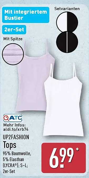 UP2FASHION Tops mit integriertem Bustier 2er-Set