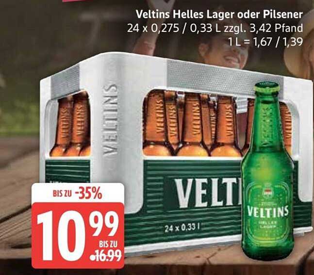 Veltins Helles Lager oder Pilsener 24 x 0,33 L