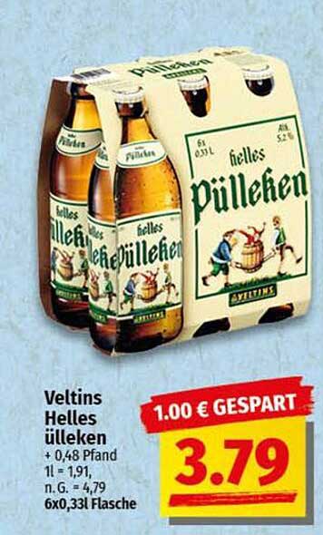 Veltins Helles Pülleken 6x0,33l