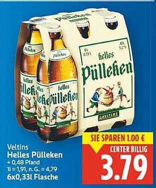 Veltins Helles Pülleken Bier 6x0,33l