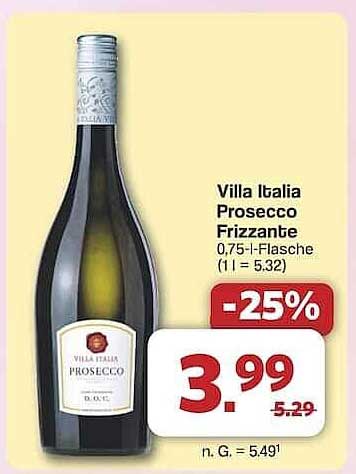 Villa Italia Prosecco Frizzante 0,75-l-Flasche