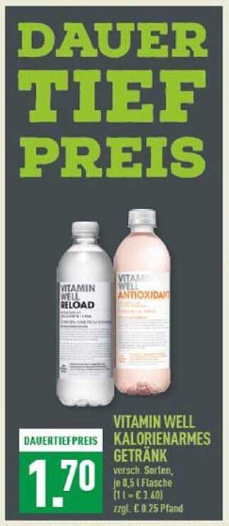 VITAMIN WELL KALORIENARMES GETRÄNK - DAUERTIEF PREIS