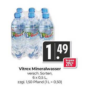 Vitrex Mineralwasser 6 x 0,5 L