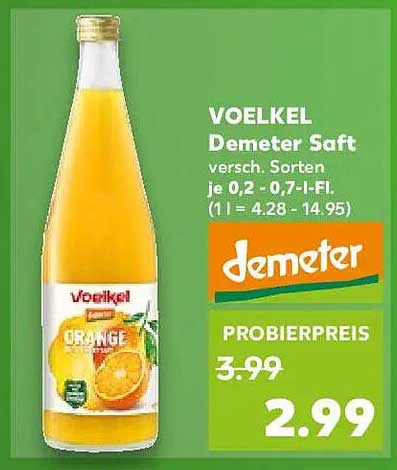 VOELKEL Demeter Saft – orange, 0,7 l