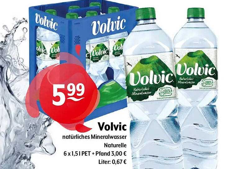 Volvic natürliches Mineralwasser Naturelle 6 x 1,5 l PET + Pfand 3,00 €