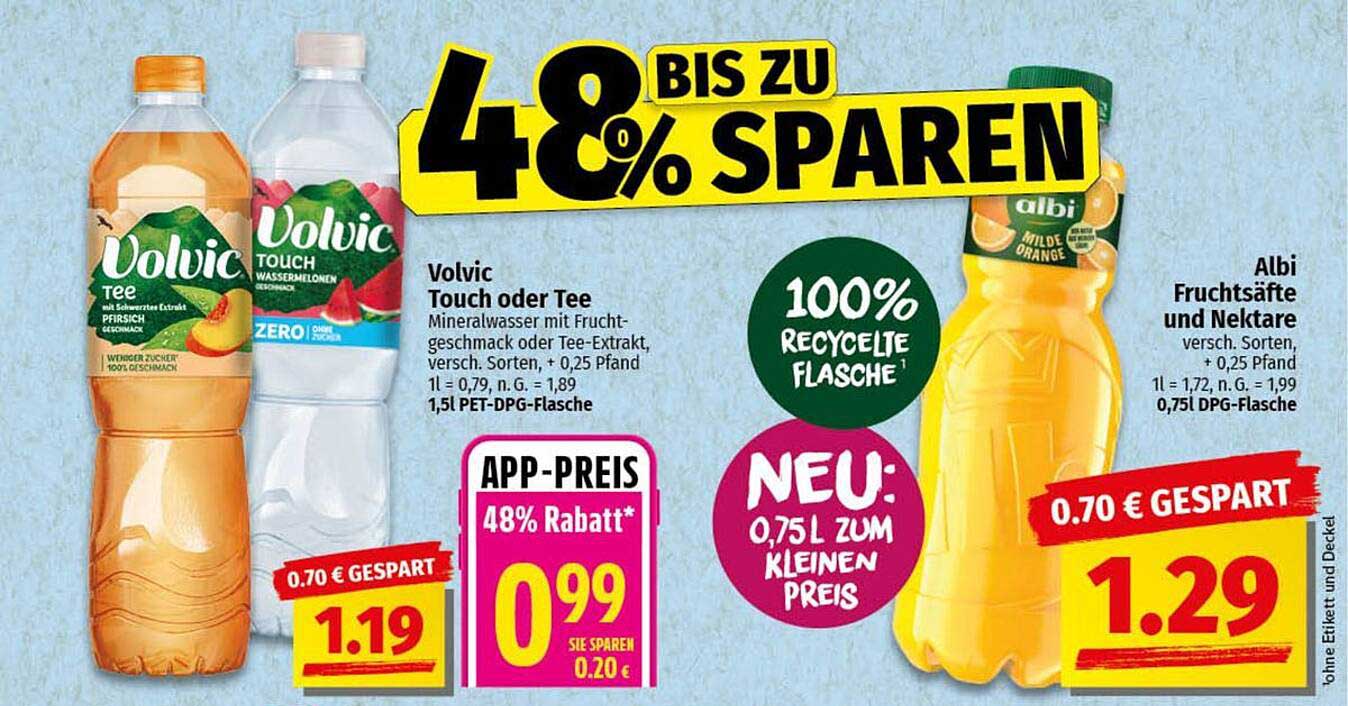 Volvic Touch oder Tee - 48% Rabatt auf ausgewählte Sorten
