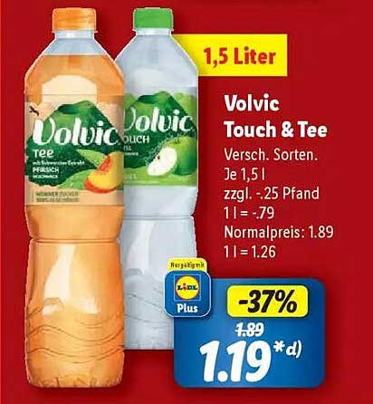 Volvic Touch & Tee 1,5 Liter – Verschiedene Sorten