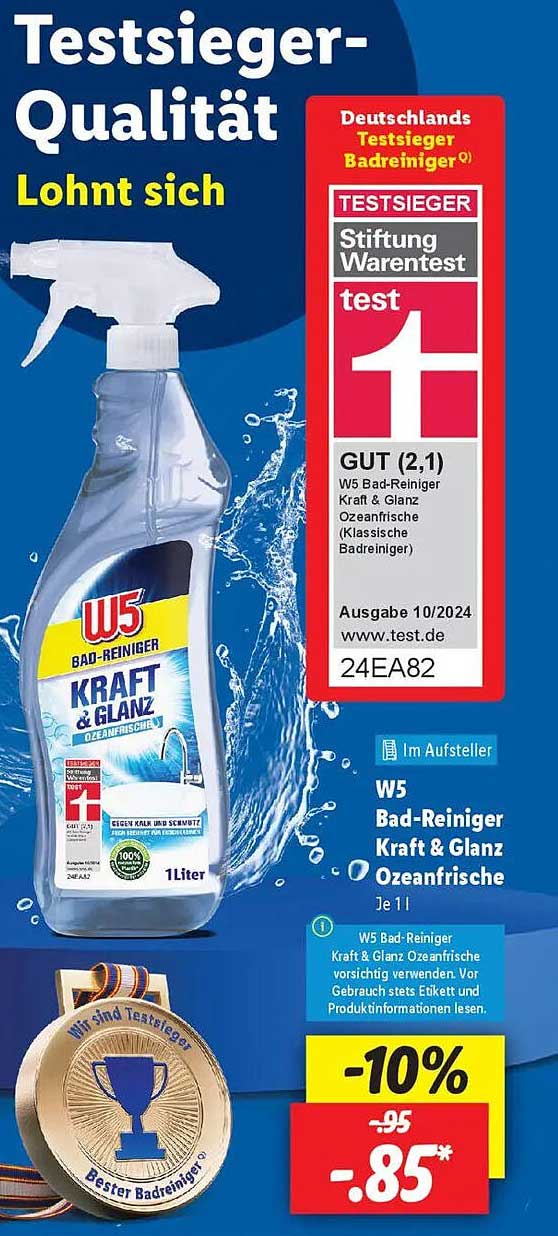 W5 Bad-Reiniger Kraft & Glanz Ozeanfrische 1 Liter