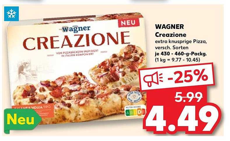 Wagner Creazione extra knusprige Pizza, versch. Sorten