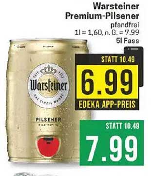 Warsteiner Premium-Pilsener Pfandfrei 5l Fass