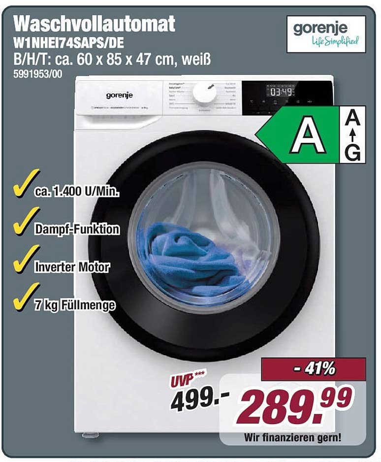 Waschvollautomat W1NHEI74SAPS/DE von Gorenje - Jetzt zum Top-Preis!