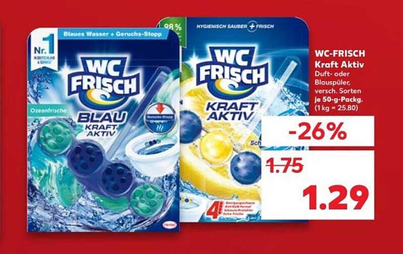 WC-FRISCH Kraft Aktiv Duft- oder Blaupüler, verschiedene Sorten je 50-g-Pack.