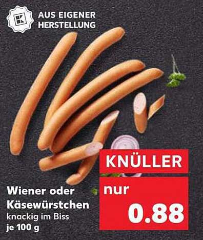 Wiener oder Käsewürstchen - knackig im Biss je 100 g
