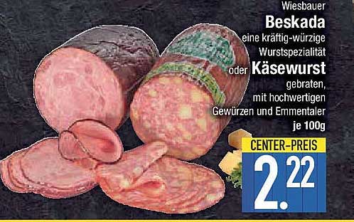 Wiesbauer Beskada oder Käsewurst – kräftig-würzige Wurst, 100g