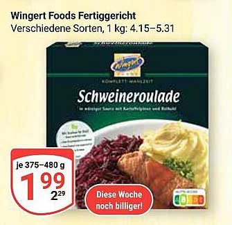 Wingert Foods Schweineroulade Fertiggericht