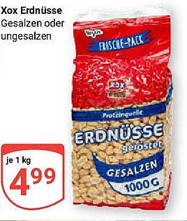 Xox Erdnüsse gesalzen oder ungesalzen 1000g