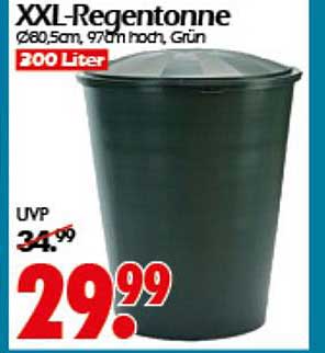 XXL-Regentonne Ø80,5cm, 97cm hoch, Grün, 300 Liter