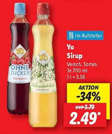 Yo Sirup - Verschiedene Sorten, 700 ml Flasche