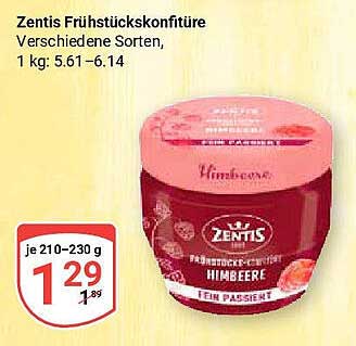Zentis Frühstückskonfitüre - Himbeere (210-230 g)