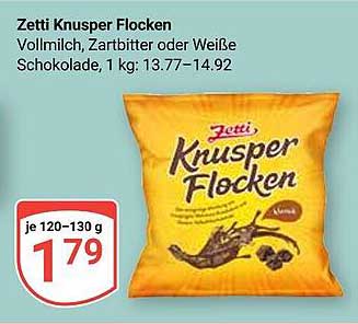 Zetti Knusper Flocken Vollmilch, Zartbitter oder Weiße Schokolade 120-130 g