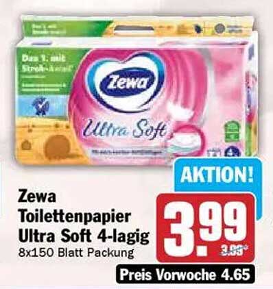 Zewa Toilettenpapier Ultra Soft 4-lagig 8x150 Blatt Packung