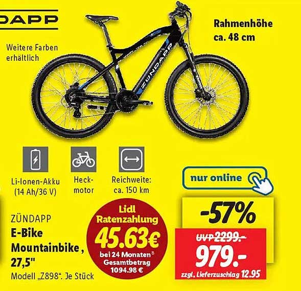 Zündapp E-Bike Mountainbike, 27,5" - Nur Online erhältlich!