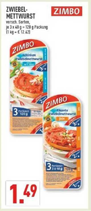 Zwiebel-Mettwurst, verschiedene Sorten, je 3 x 40 g, 120 g Packung