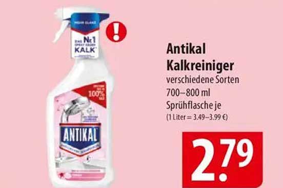 Antikal Kalkreiniger verschiedene Sorten 700–800 ml Sprühflasche je