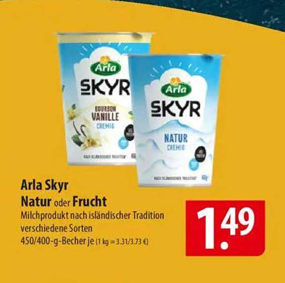 Arla Skyr Natur oder Frucht – Milchprodukt nach isländischer Tradition