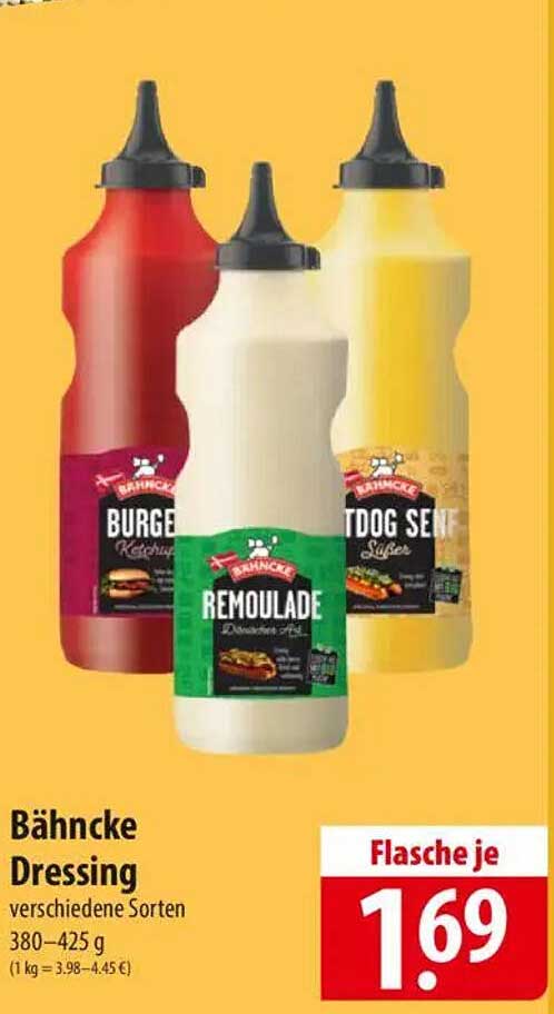 Bähncke Dressing – verschiedene Sorten 380–425 g