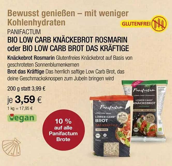 BIO LOW CARB KNÄCKEBROT ROSMARIN oder BIO LOW CARB BROT DAS KRÄFTIGE