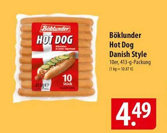 Böklunder Hot Dog Danish Style 10er, 413-g-Packung