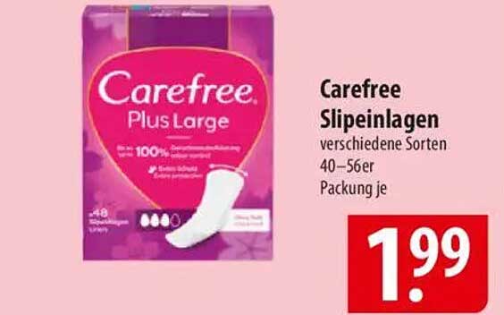Carefree Slipeinlagen verschiedene Sorten 40–56er Packung je