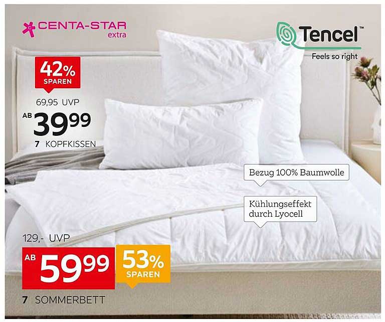 CENTA-STAR Sommerbett und Kopfkissen