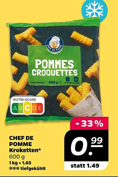 CHEF DE POMME Kroketten 600 g - Tiefgekühlt