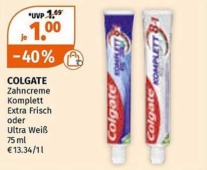 Colgate Zahnpasta - Zahnpasta Komplett Extra Frisch oder Ultra Weiß 75 ml
