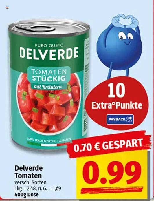 Delverde Tomatenstückig mit Kräutern 400g Dose
