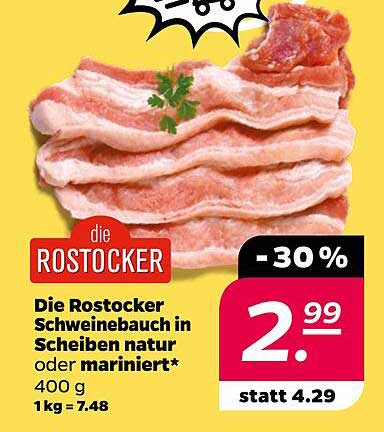 Die Rostocker Schweinebauch in Scheiben natur oder mariniert 400 g
