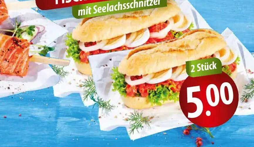 Fischbrötchen mit Seelachsfilet - 2 Stück