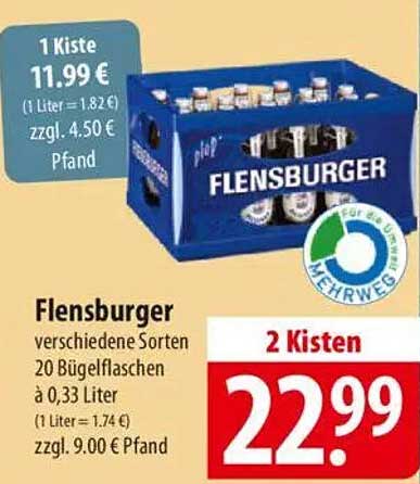 Flensburger – Verschiedene Sorten, 20 Bügelflaschen à 0,33 Liter