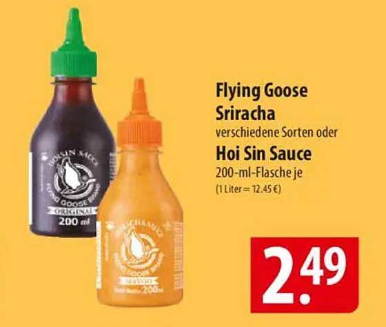 Flying Goose Sriracha oder Hoi Sin Sauce 200ml-Flasche