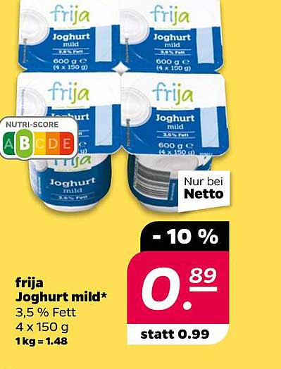 frija Joghurt mild 4 x 150 g – 10% Rabatt