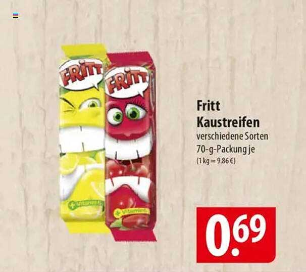 Fritt Kaustreifen verschiedene Sorten 70-g-Packung