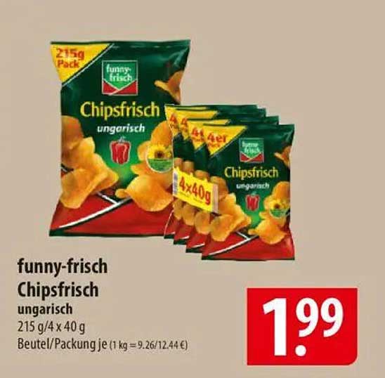 funny-frisch Chipsfrisch ungarisch 215 g (4 x 40 g)