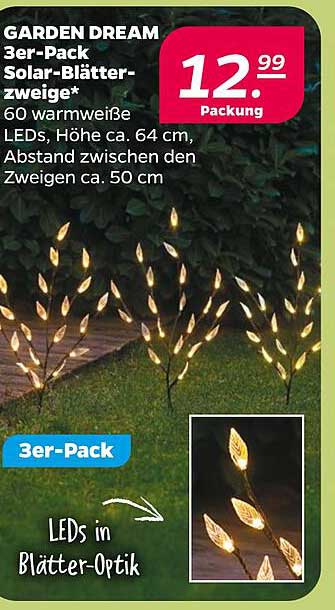 GARDEN DREAM 3er-Pack Solar-Blätterzweige