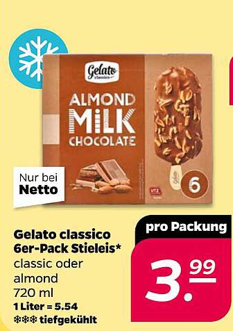 Gelato classico 6er-Pack Stieleis Almond Milk Chocolate